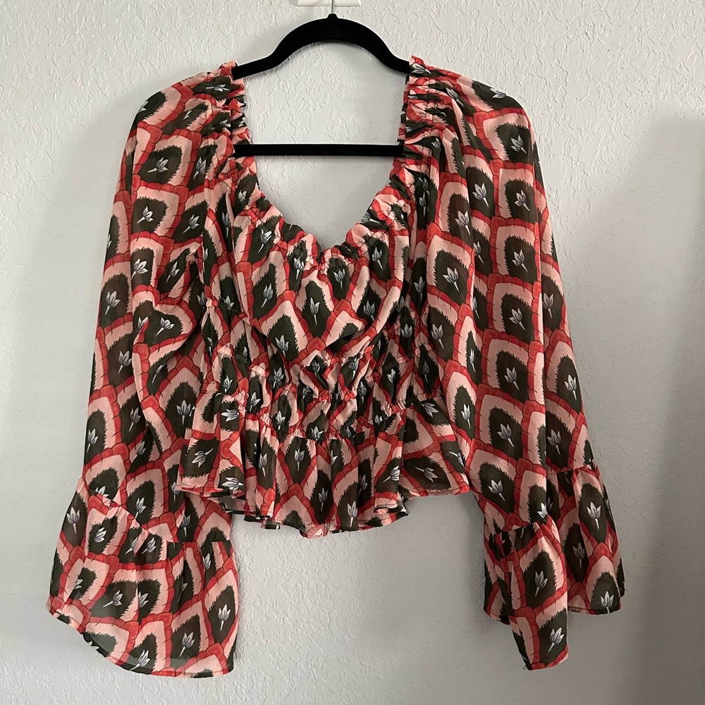 Hutch sold by Anthropologie Off shoulder bell sleeve top